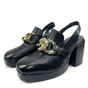 Seychelles Mules Size 10 Girl’s Best Friend Leather Slingback Chunky Heels black